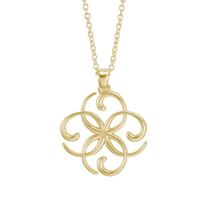 Golden Quatrefoil Pendant on Chain