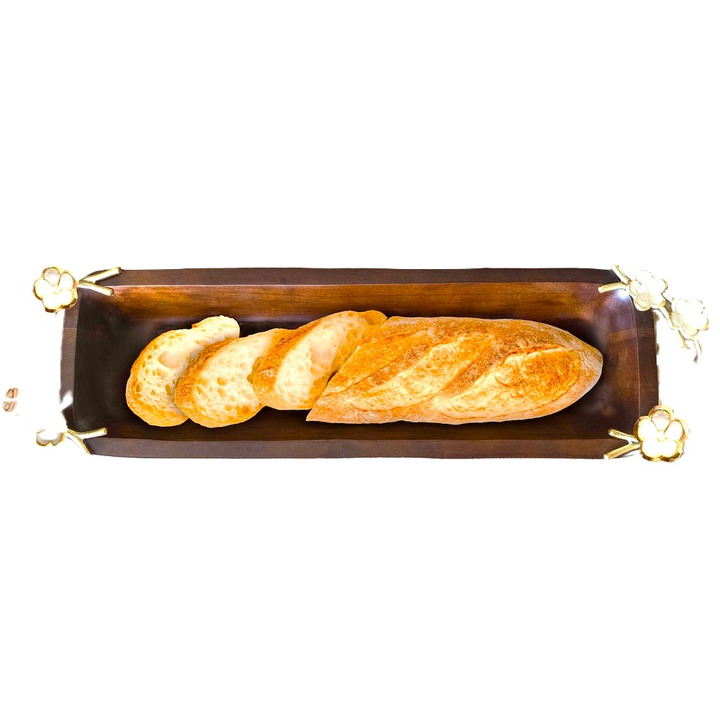 Mango Wood Long Deep Rectangular Bread Bowl 37.5 x 13.5cm IMPERFECT