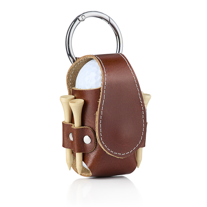 Golf Balls and Tees Brown Faux Leather Caddy Case