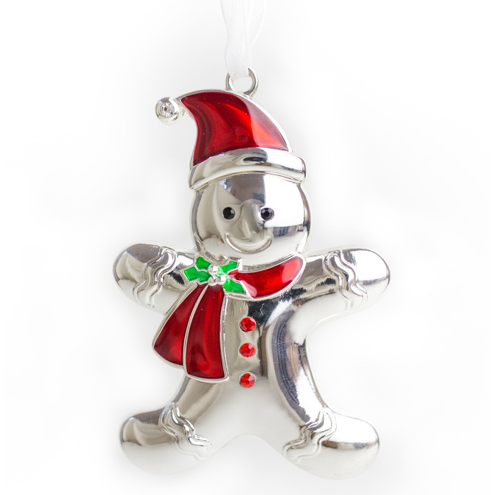 Silverplated Gingerbread Man Christmas Decoration