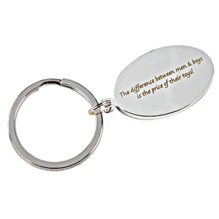 Oval Key Ring - Engraved The difference between men and boys......