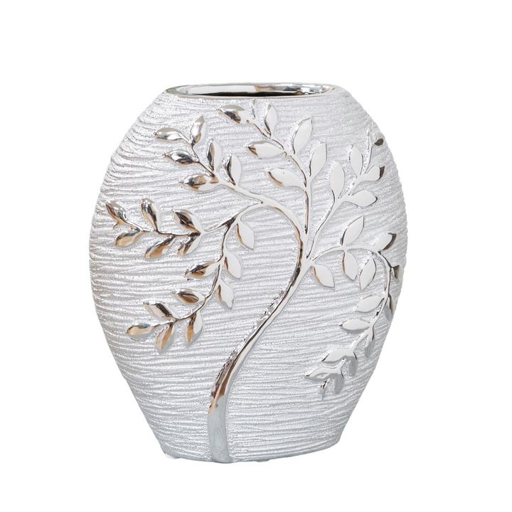 Ceramic Vase with Silverplated Highlights 20cm 