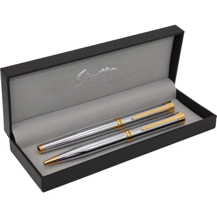 Silver & Gold Finished 2 pce Ballpoint & Roller Ball Set
