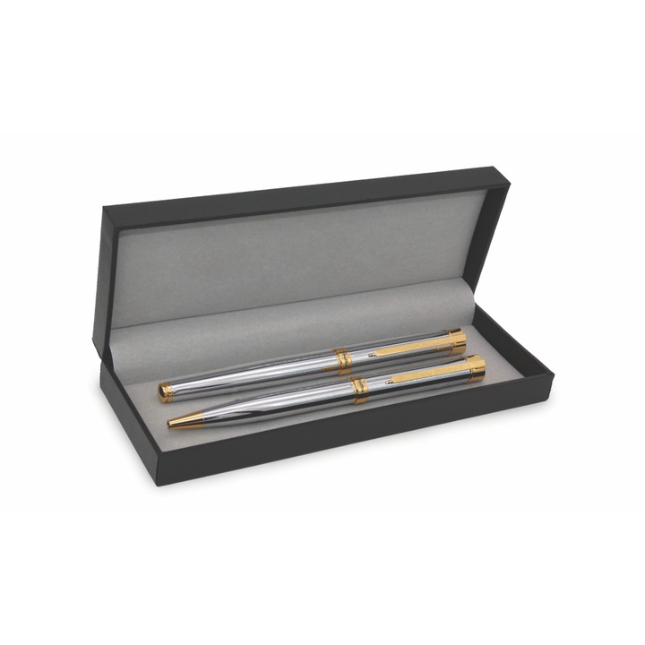 Silver & Gold Finished 2 pce Ballpoint & Roller Ball Set