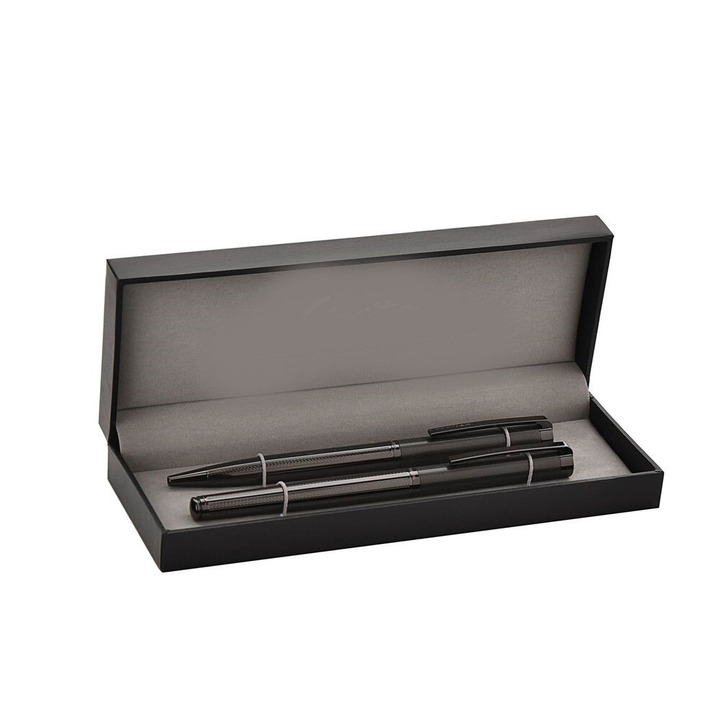 Carbon Fibre Ballpoint and Rollerball Pen Set