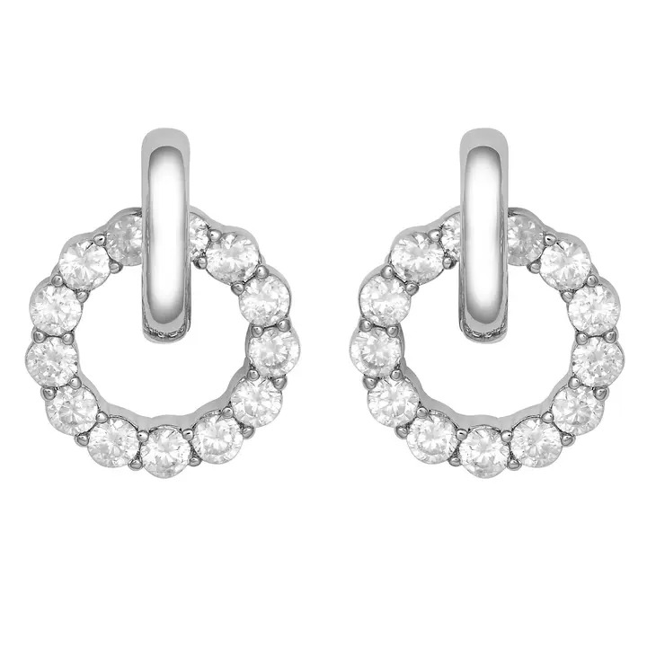 Silver Crystal Circle Earrings