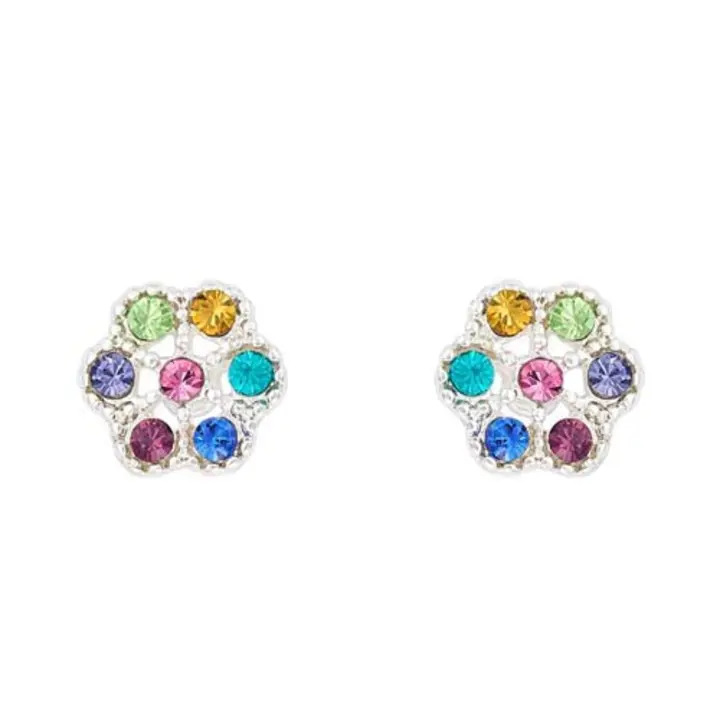Multi Flower Crystal Earrings