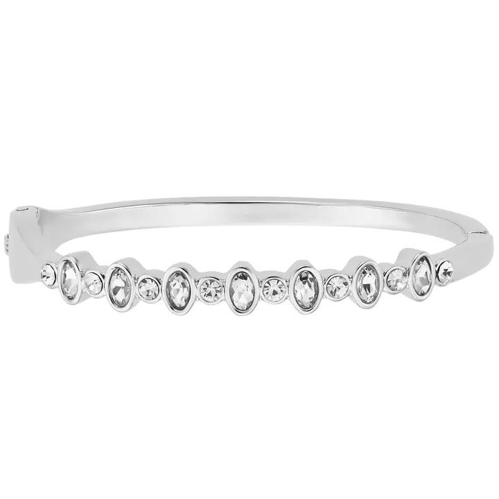 Oval and Round Hinged Crystal Bangle