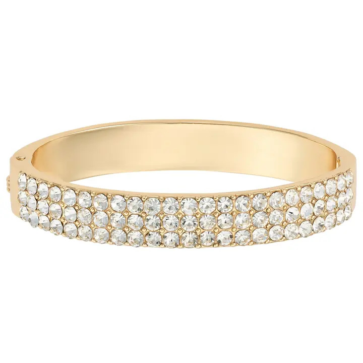 Golden Symphony Hinged Crystal Bangle