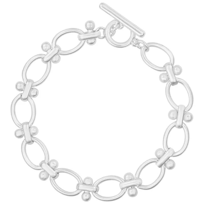 Silver Oval Link T-Bar Bracelet