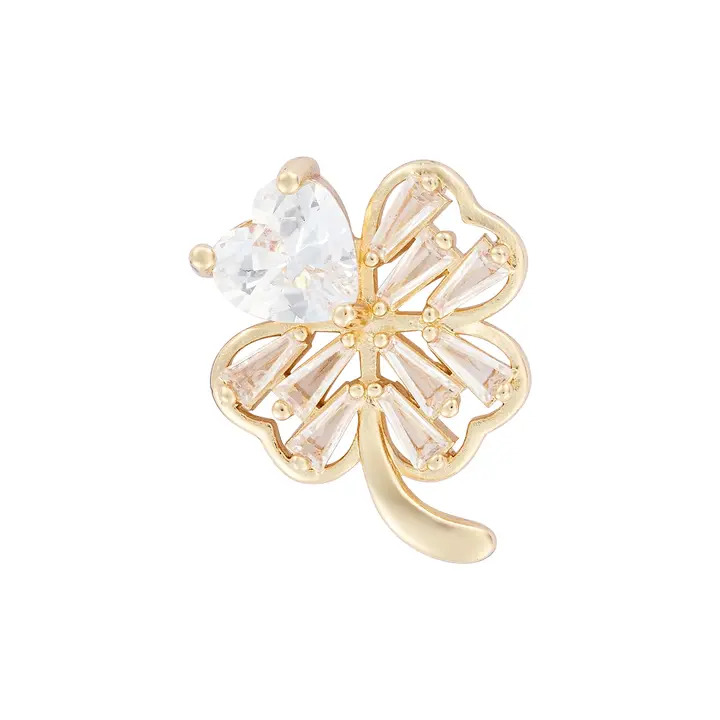 Radiant Gold Shamrock Stick Pin Brooch