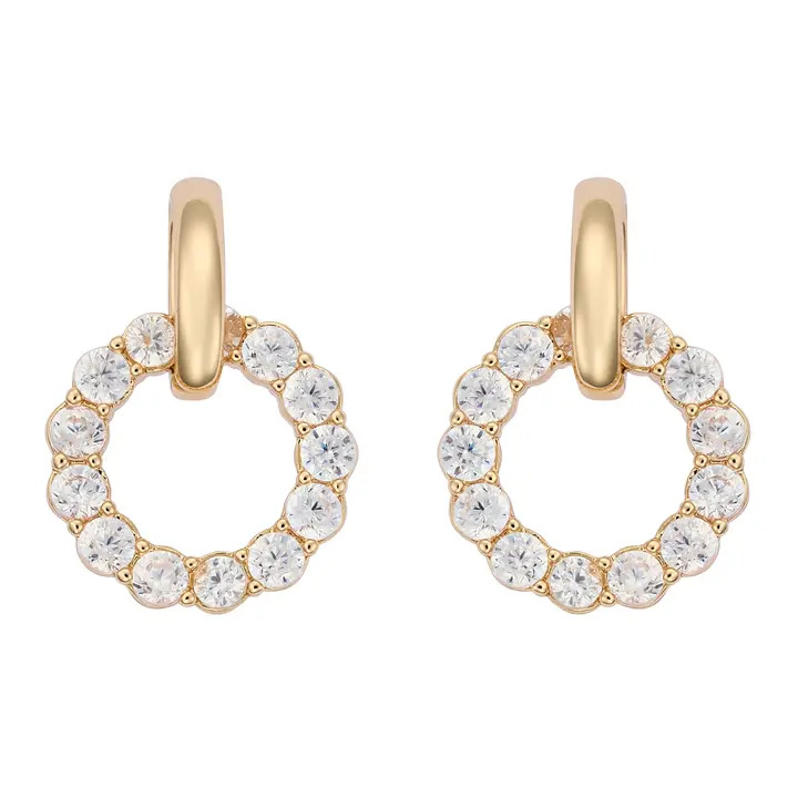 Golden Crystal Circle Earrings