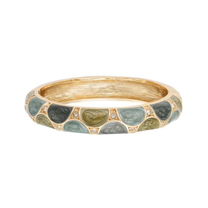 Golden Ocean Inlay Hinged Bangle