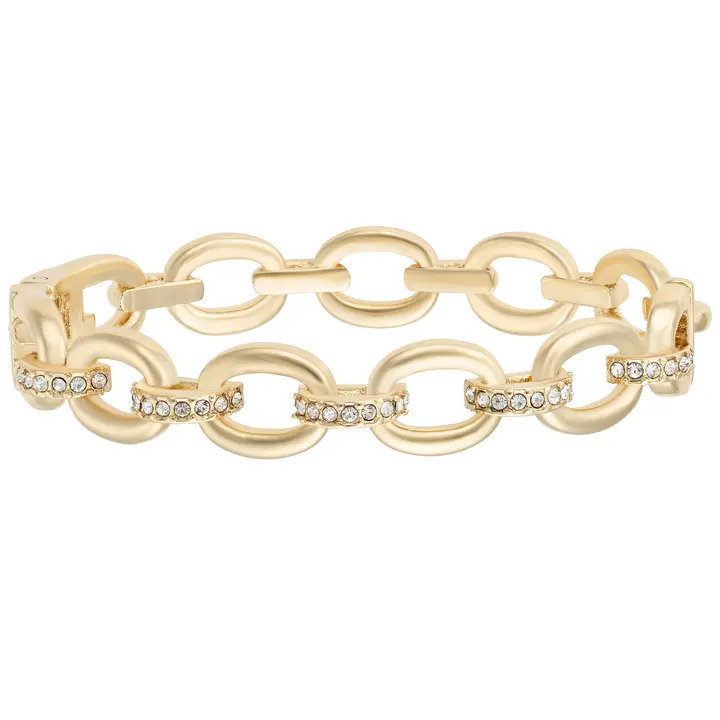 Sparkling Golden Hinged Chain Bangle