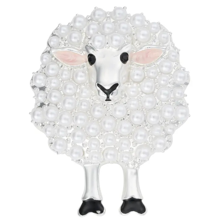 Pearly Puff Sheep Brooch