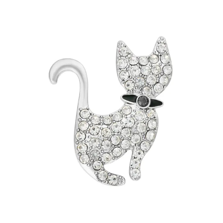 Shimmering Crystal Cat Brooch