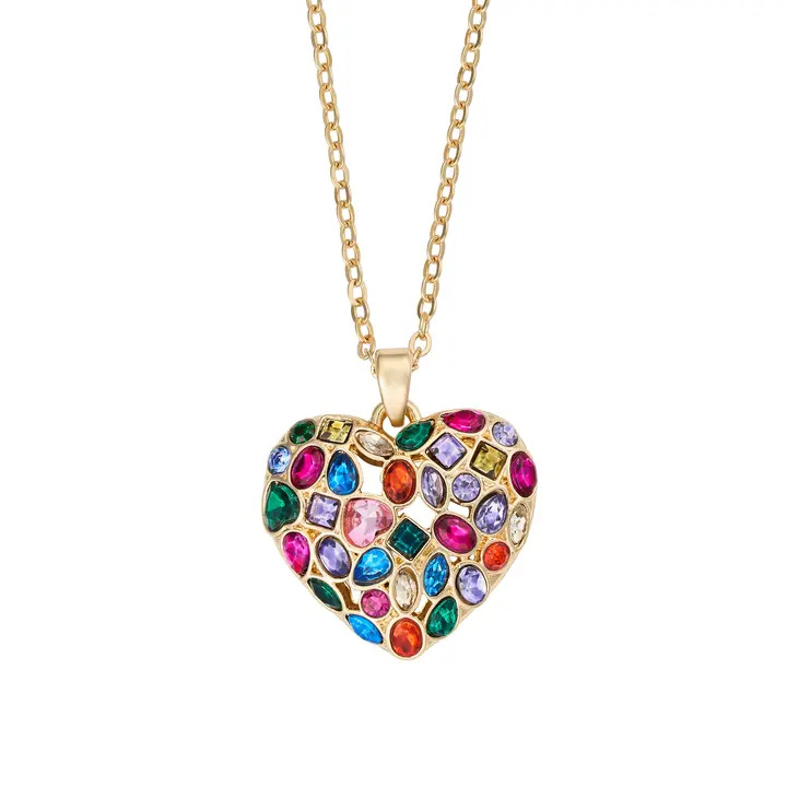 Colour Burst Jewelled Heart Pendant