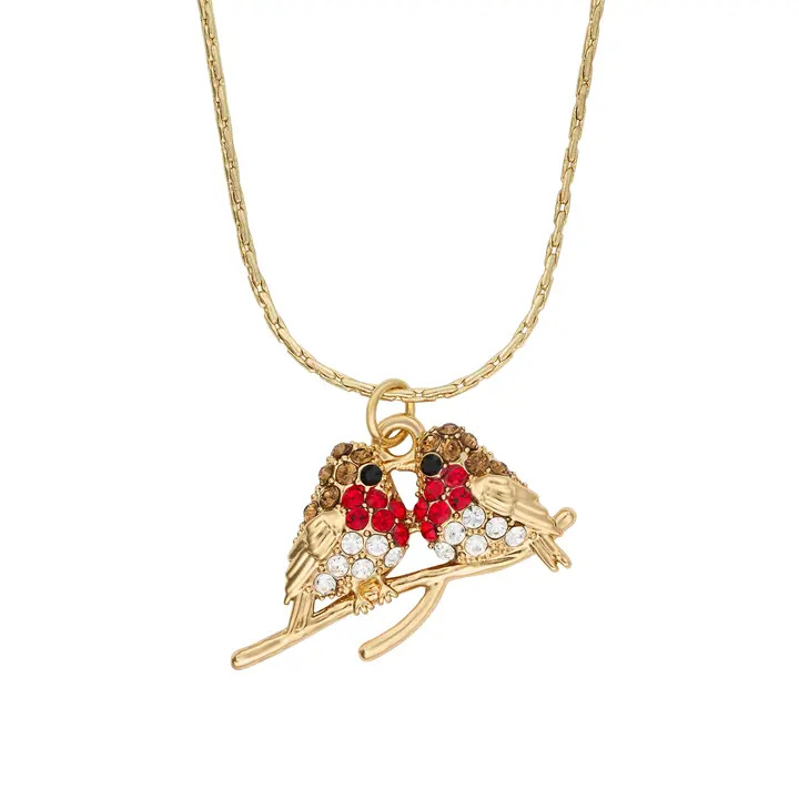 Golden Twin Robins Pendant