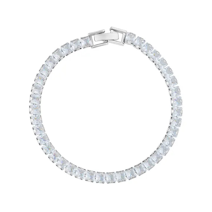 Silvered Crystal Tennis Bracelet
