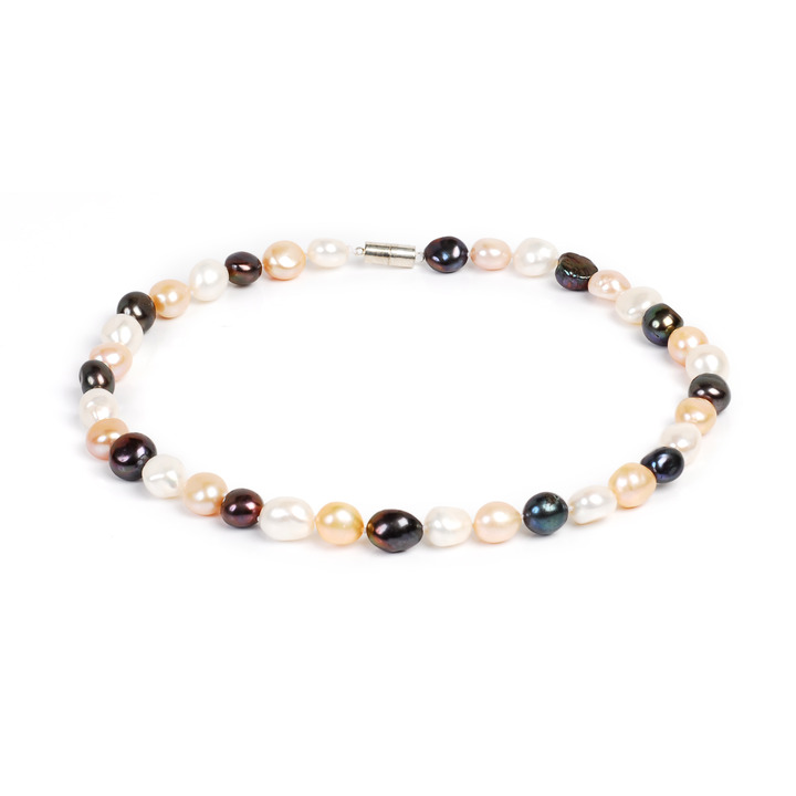 Three Coloured Freshwater  Baroque Pearl Necklace