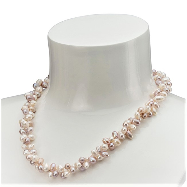 White and Pink Mixed Cluster Necklace