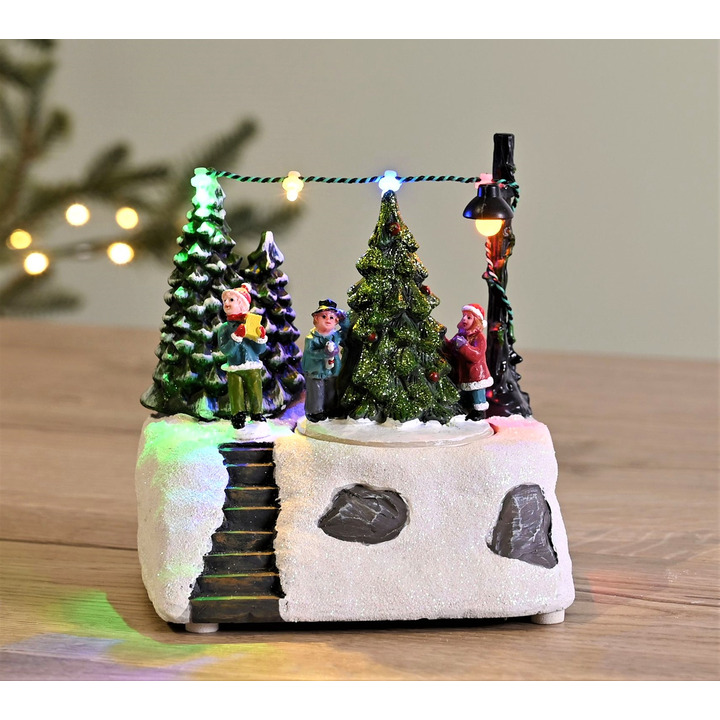 Christmas Scene with Rotating Tree