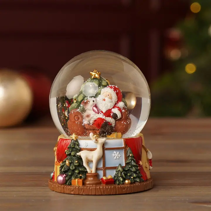 Santa with his Woodland Friends Snow Globe 6.5cm